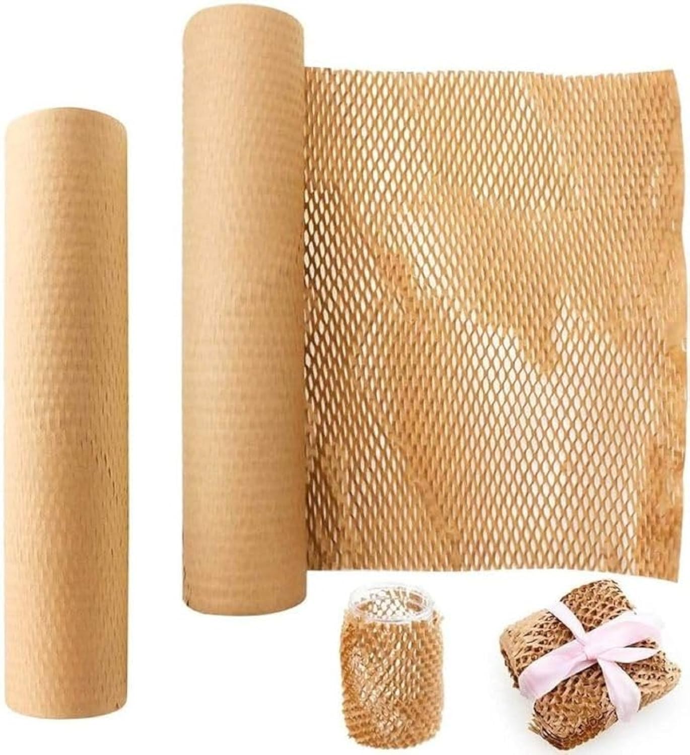 Ecocell Paper Wrap - Honeycomb Packaging Wrapping - 38 cm x 50 m x 80 gsm Paper-Based Alternative of Bubble Wrapping, Eco-friendly Packaging Material for Fragile Items