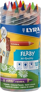 LYRA Ferby Wooden Chunky Coloured Pencils, 18 Pieces in Assorted Colours, For Children & Schools