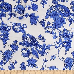 Telio Dakota Rayon Jersey Knit Floral Fabric, Royal, Fabric By The Yard