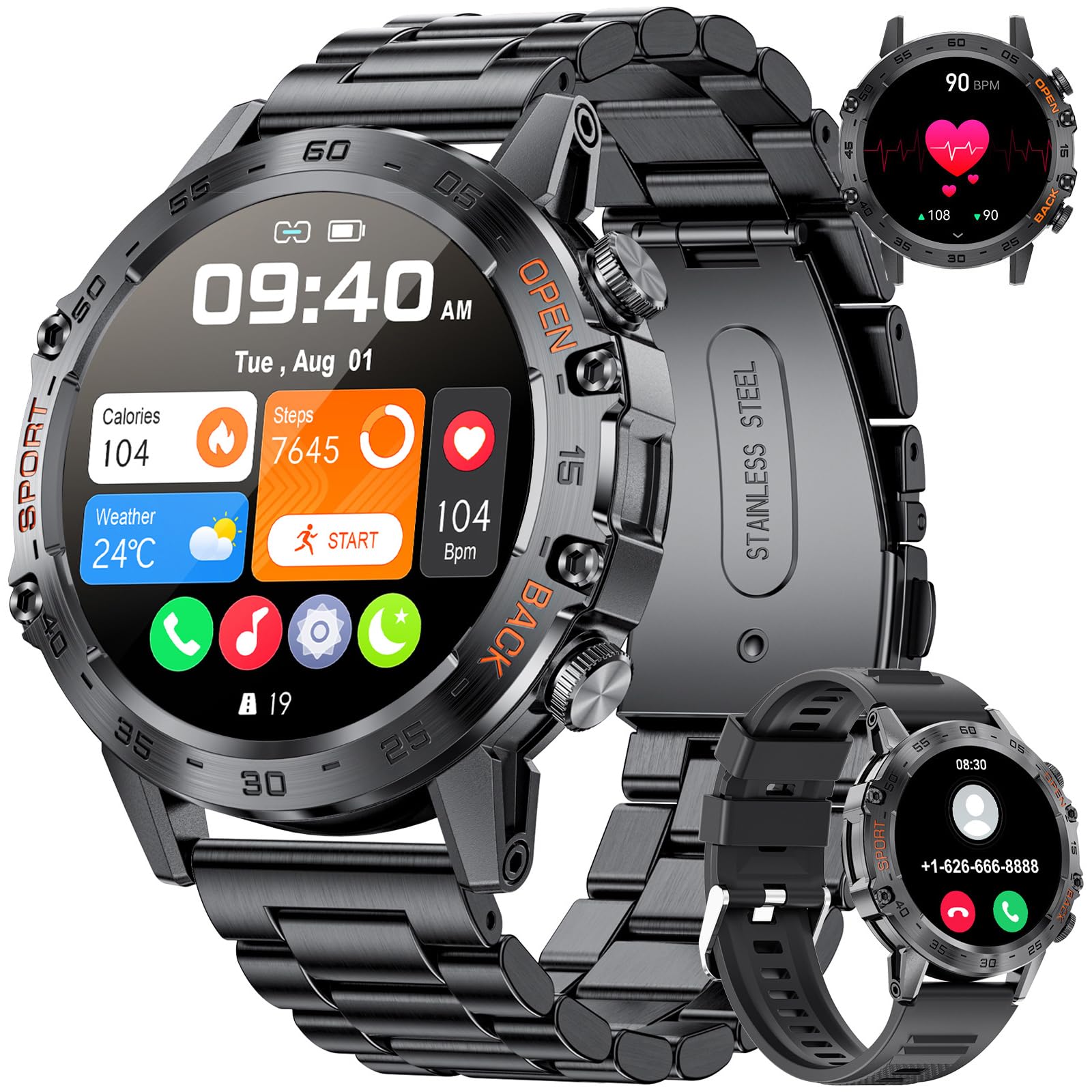 LIGE Montre Connectée Homme 30M Étanche 400 mAh 1,39" HD Smartwatch Appels Bluetooth Moniteur de Sommeil Podomètre Sports de Plein Air Android iOS