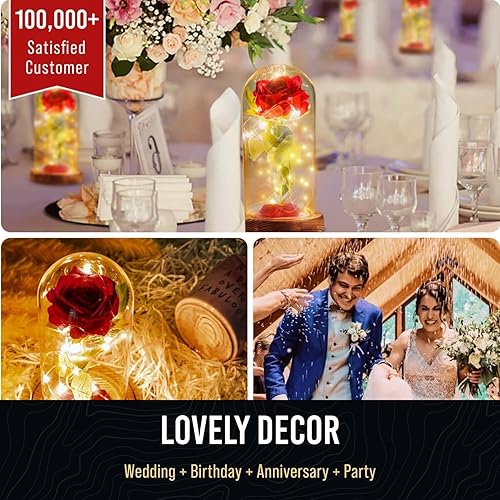Miniatura 4 de Norcalway Premium Valentines Day Gifts for her - Rose in Glass Dome with 6hr Timer - Birthday Gifts for Women, Mom from Daughter, Son, Kids - Beauty