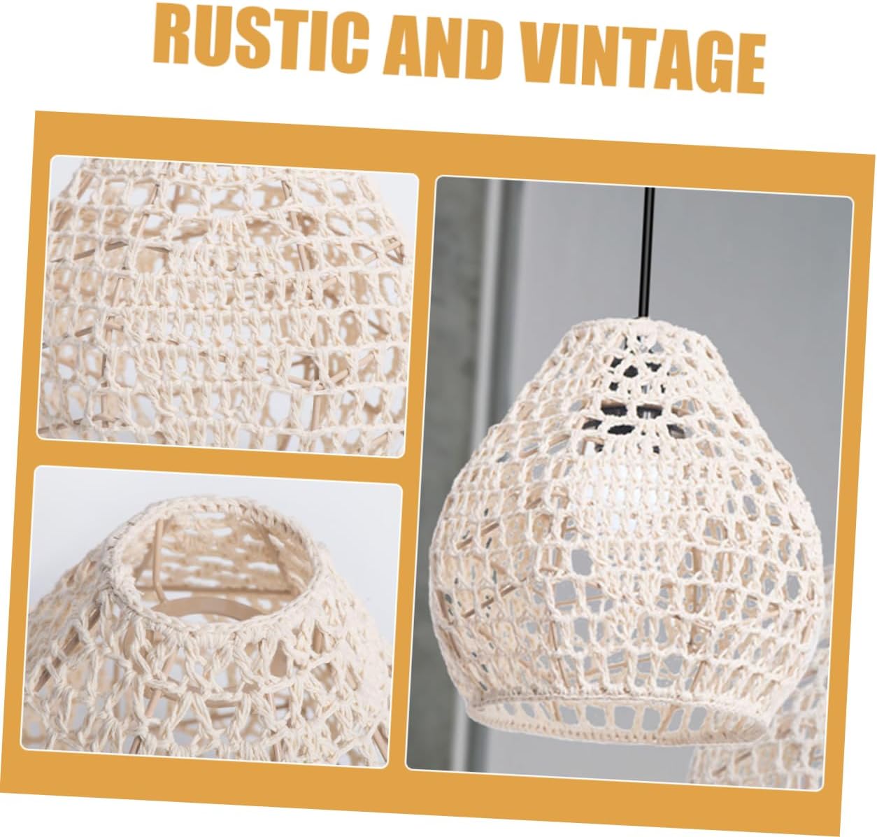 Levemolo Bohemian Style Hand Woven Aesthetic Lamp Shade Vintage Ceiling Pendant Light Shade