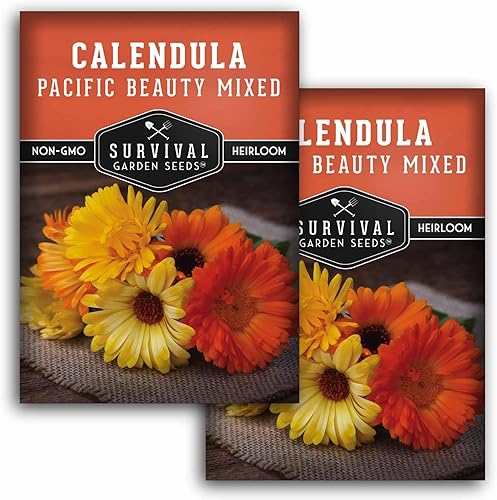 Miniatura 10 de Caléndula Pacific Beauty (mixta) Semilla para plantar, 1 paquete con instrucciones para plantar y cultivar caléndula colorida en el jardín de flores