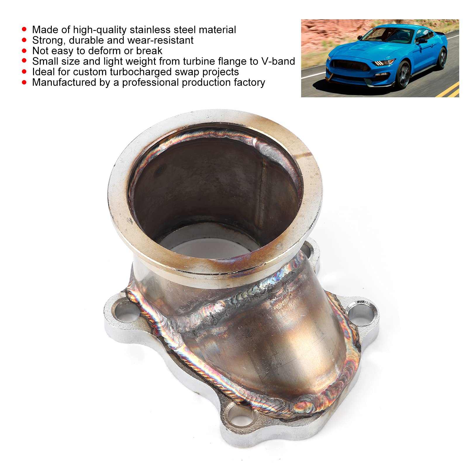 Tubo Turbo Down, Adattatore 5 Bulloni 2,5 Pollici Flangia Turbo Downpipe Flangia Adattatore in Acciaio Inossidabile Flangia Adattatore Turbo Downpipe V-Band Adatta per Alloggiamenti Turbina GT25 GT28