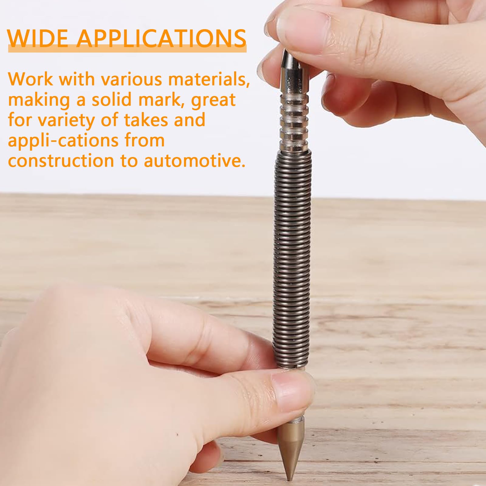 One Piece Durable Dual Head Nail Setter Hammerless Nail Set Tool Practical Double Head Nail Punch Useful Double Spring Nails Setter for Wood Door Hinge Removal - Image 4