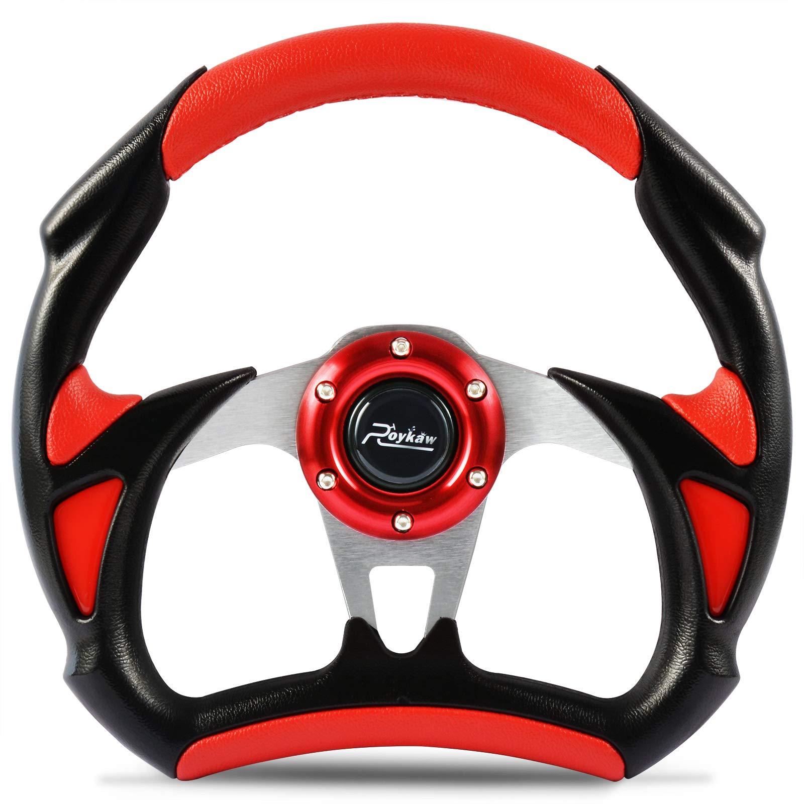 Roykaw Golf Cart Steering Wheel or Hub Adapter for EZGO Club Car Yamaha (Racing Style 1 Red)