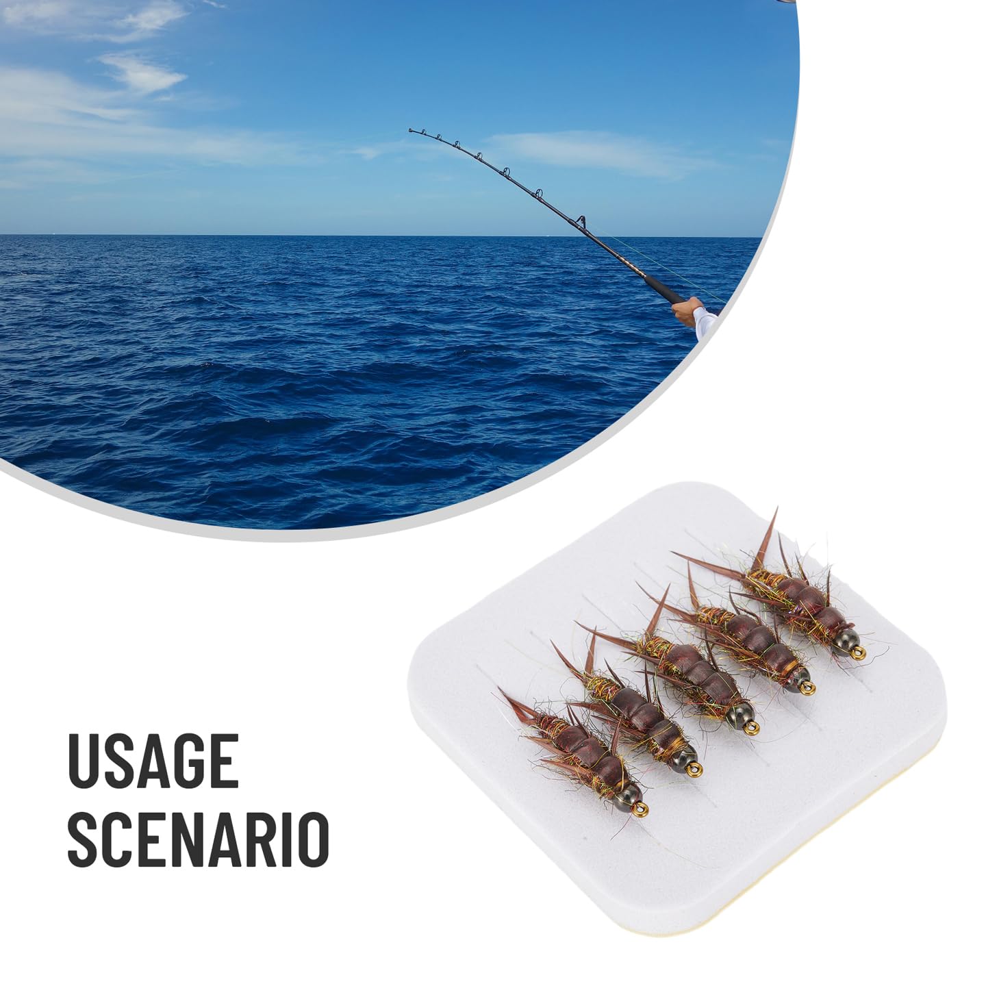 5 pezzi di Ami da Pesca a Mosca, Esca da Mosca Ninfa per Stonefly, per Trota, Spigola e Temolo