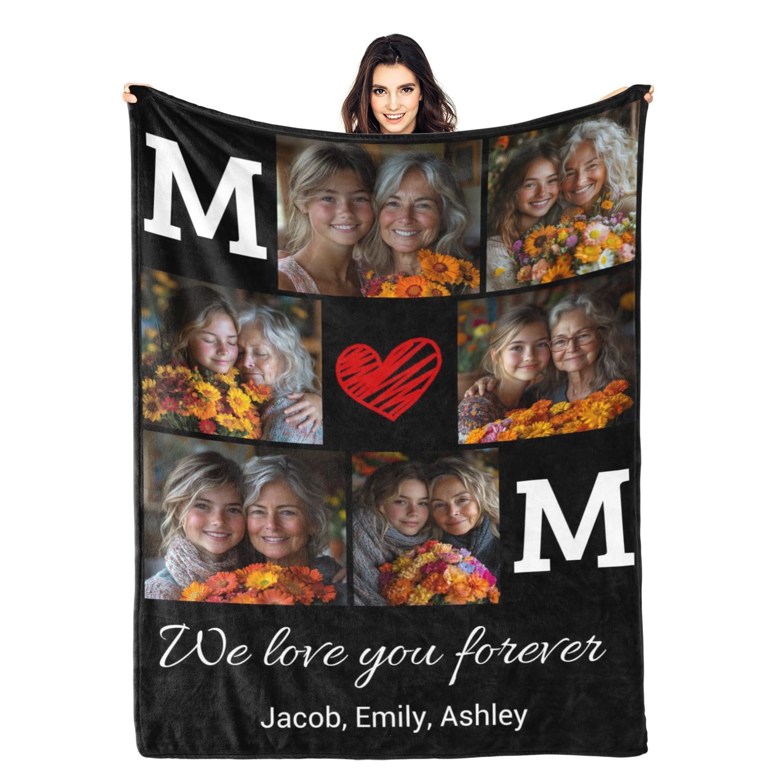 TTMIZA Mom Blanket for Mothers Day from Daughter Son,Custom Photo Personalized Picture Gifts for Mom Mothers Day Christmas Birthday Gifts for Wife