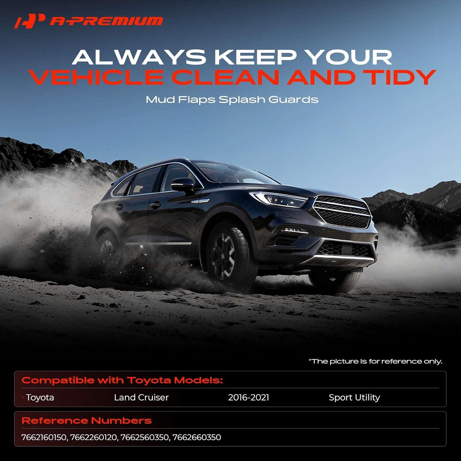 A-Premium Mud Flaps Compatible with Toyota Land Cruiser 2016-2021