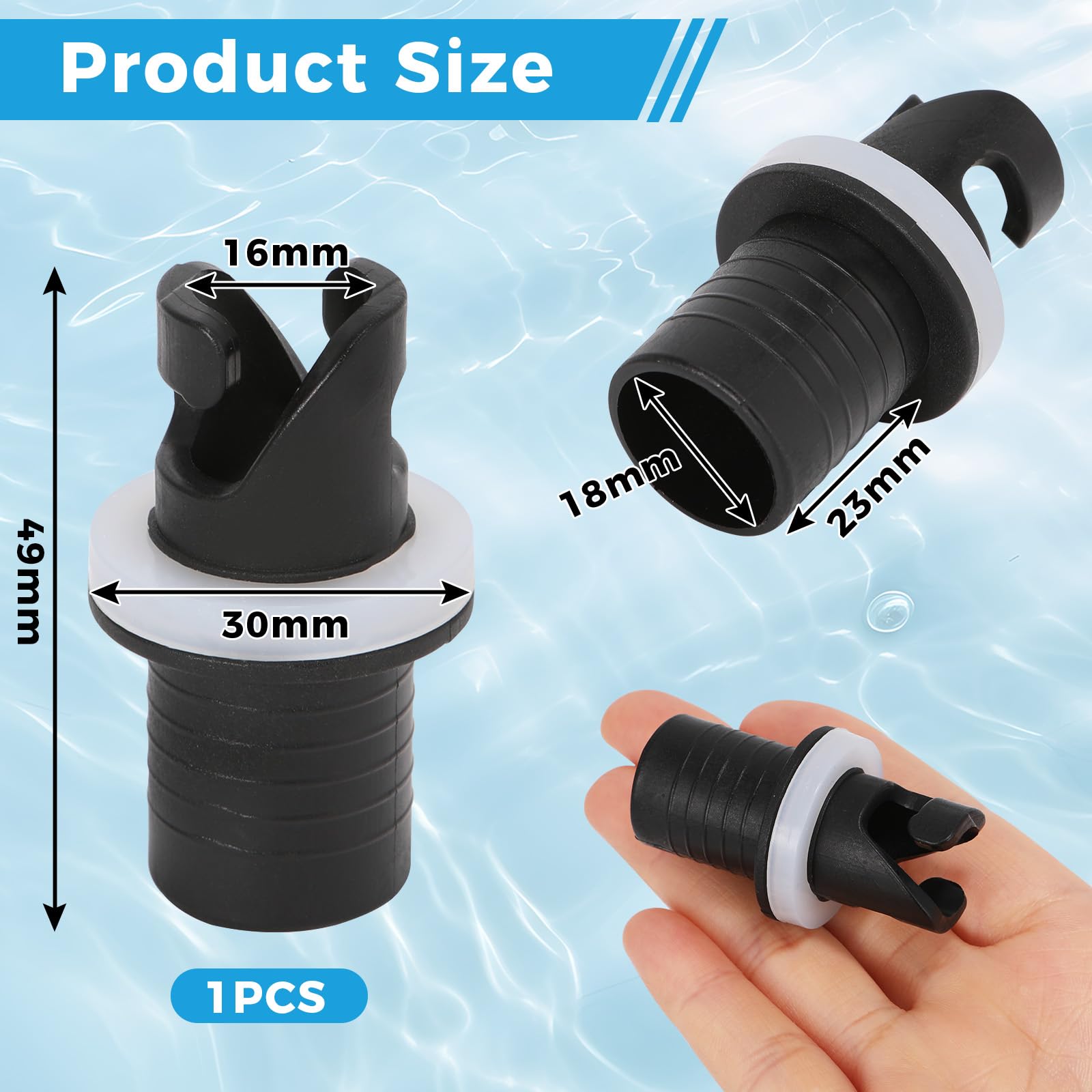 Adaptador de Válvula para Bote Inflable, Negro, Adaptador de Manguera de Bomba de Pie