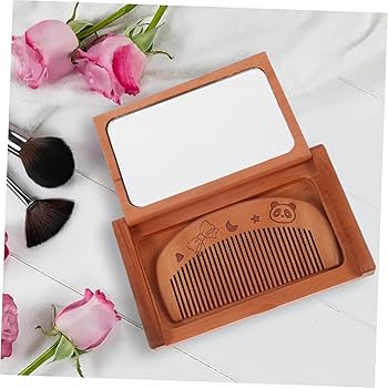 ヴィンテージ　プチポワンのビーズバックと鏡、櫛のセット Amazon.co.jp: PAMINGONO 木製櫛型鏡セット 手持ち折りたたみミラー