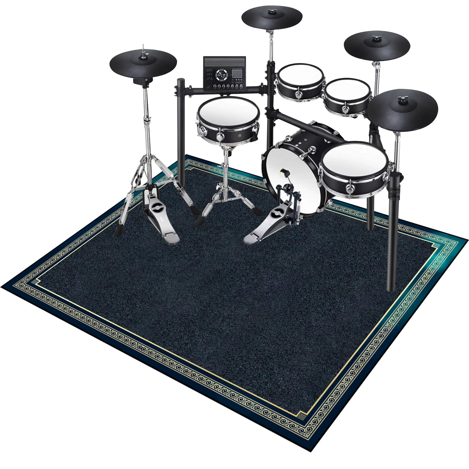Professional Drum Rug 160 x 120 cm - Soundproof Carpet for Drummers - Drum Piano Carpets Non-Slip Electronic Drum Rugs Mats Rectangle Soundproof Rugs for Home Instrument Practice & Stage Area Rug