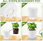 6 Emballage Pots d'auto-arrosage à l'intérieur, 5 Pots de plantes inch, pot de fleurs en plastique blanc, pot d'eau libre pot de fleur en plastique avec trous de drainage et réservoir amovible (12.5CM)