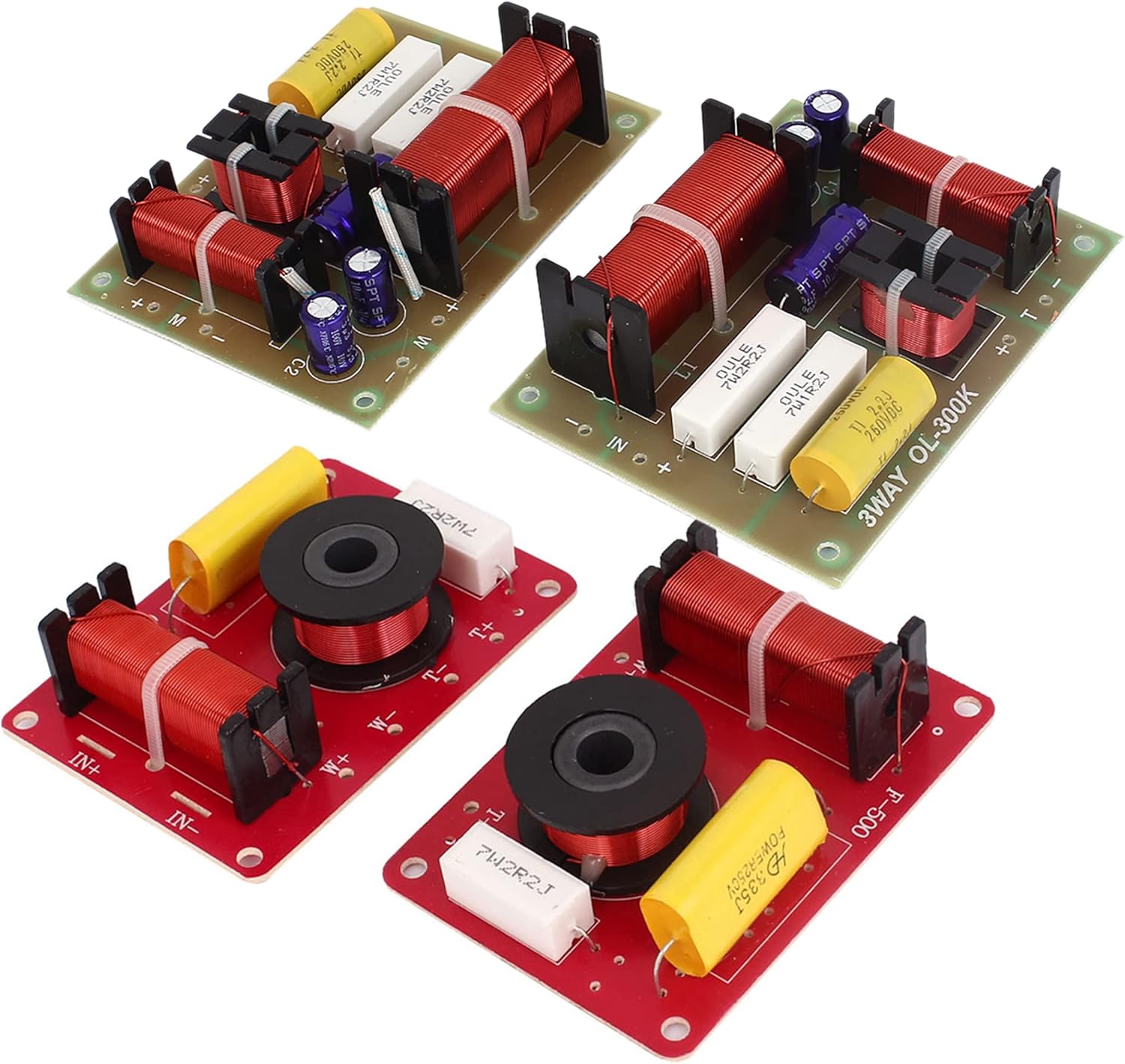 uxcell 4pcs 180W 3-Way 130W 2-Way System Audio Crossover Filters Frequency Distributor