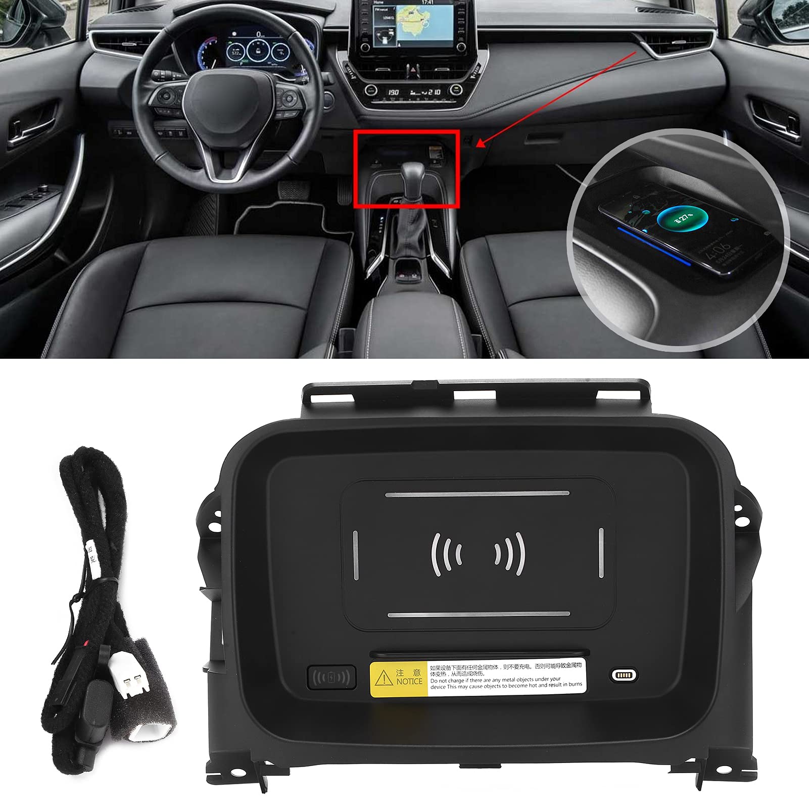 Caricabatterie Wireless per Auto, 2 in 1 Caricabatterie per Auto Wireless 15 W Supporto di Ricarica per Telefono di Ricambio per il 2019-2021