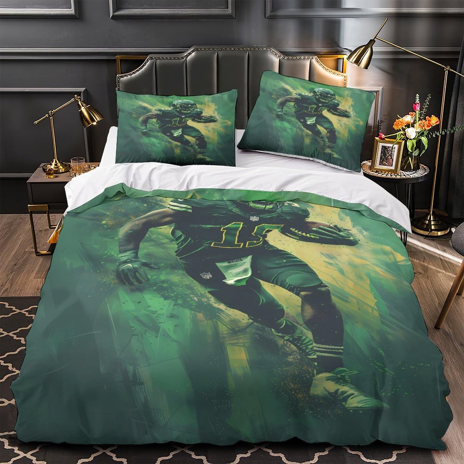 Parure de lit football américain microfibre résistante avec fermeture éclair solide