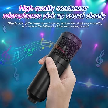 Podcast Equipment Bundle, Streaming Microphone Podcast Starter Kit | USB Condenser Soundboard Audio Mixer Kit with Sound Card for PC Laptop Phone for Live Streaming, Broadcast, Recording