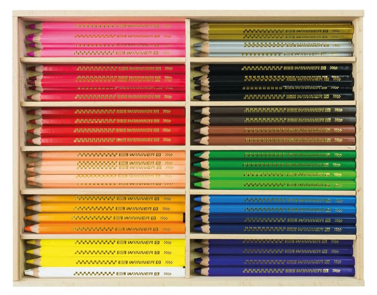 Eberhard Faber 518720 - Buntstifte Set BIG Winner, 96 Farbstifte in 18 unterschiedlichen Farben, in Holzetui