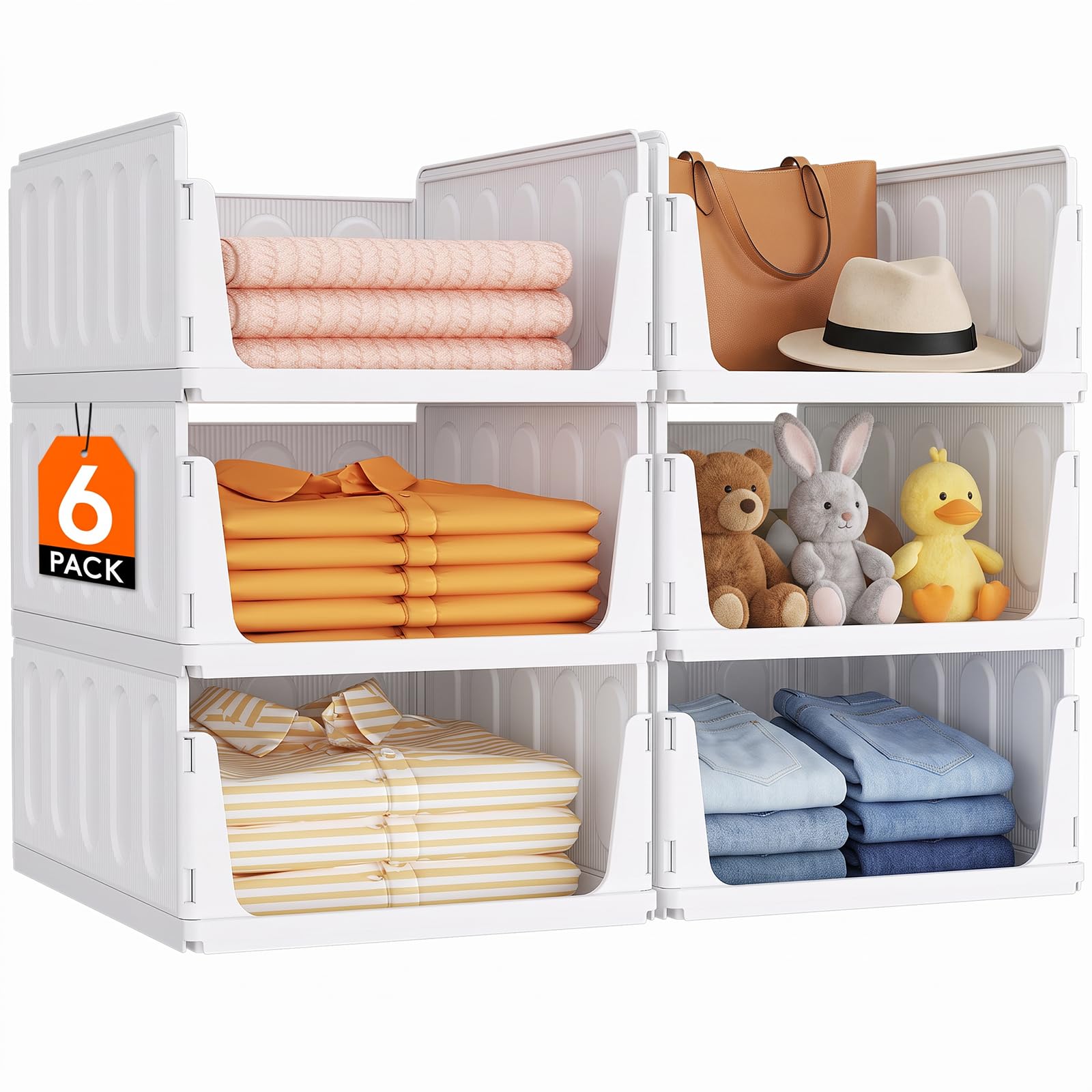 Lifewit 6 Pack Stapelbar Kleiderschrank Organizer für Kleidung 42 cm Tiefe