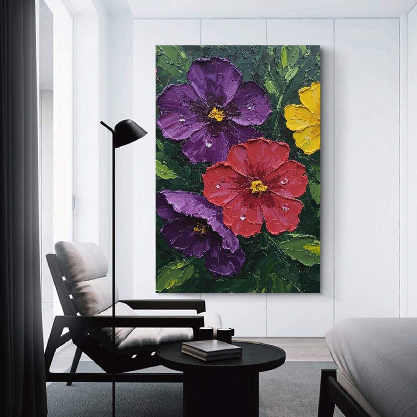 Junmoney Unframe-Style-2 Vibrant Flower Painting Hanging Wall Art, 20X30inch(50X75cm), For Entrance Walls, Hall Decor Or Foyers, Wall Decor To Refresh Empty Corners