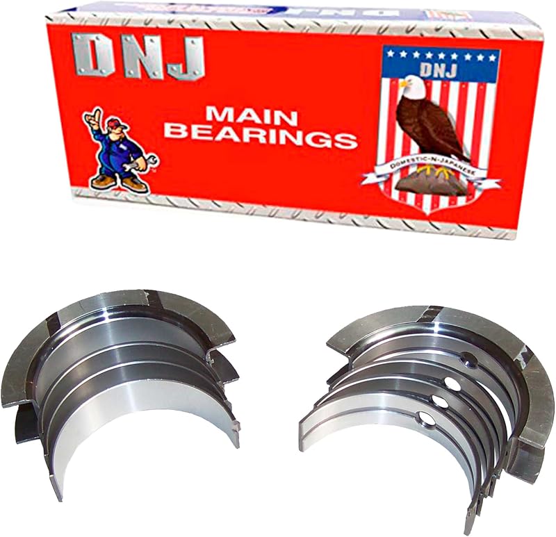 Jogo de bronzinas principais DNJ MB1135.20 sobremedida 0,50 mm para Chrysler, Dodge, Eagle, Jeep, Plymouth e Volkswagen Caravan, Concorde e Dynasty 3.3L–3.8L V6 12V OHV – 1 conjunto