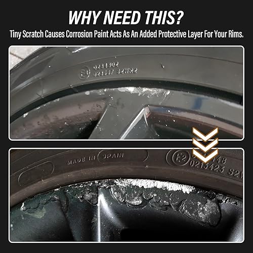 Miniatura 2 de Kit de reparación de llantas, kit de reparación de arañazos de rueda, pintura de retoque de llanta negra brillante, arregla rápidamente erupciones