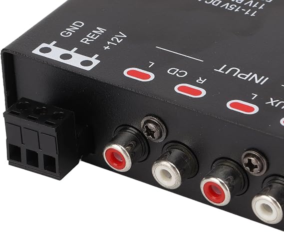7 Band Car Audio Graphic Equalizer, Variable Gain Adjustment High Level Input EQ, Low Pass Filter, Chassis Graphic Equalizer with Control Volume