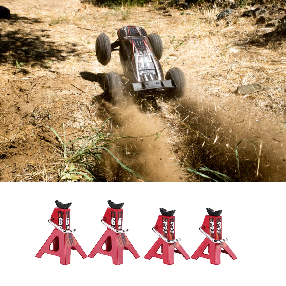 Crawler RC, 4Pcs RC Jack Stand Metal 6 Ton 3 Ton Simulación Jack Soportes para D90 Axial Wraith SCX10 1/10 RC Crawler Car