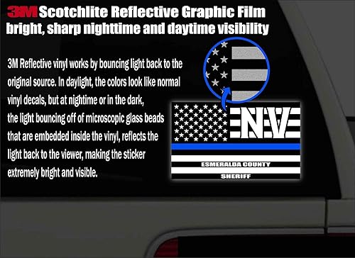Miniatura 2 de Bandera de Estados Unidos reflectante del condado de Esmeralda, Nevada, Nevada, NV, línea azul, sigilosa, vieja gloria, honrando a los agentes de la