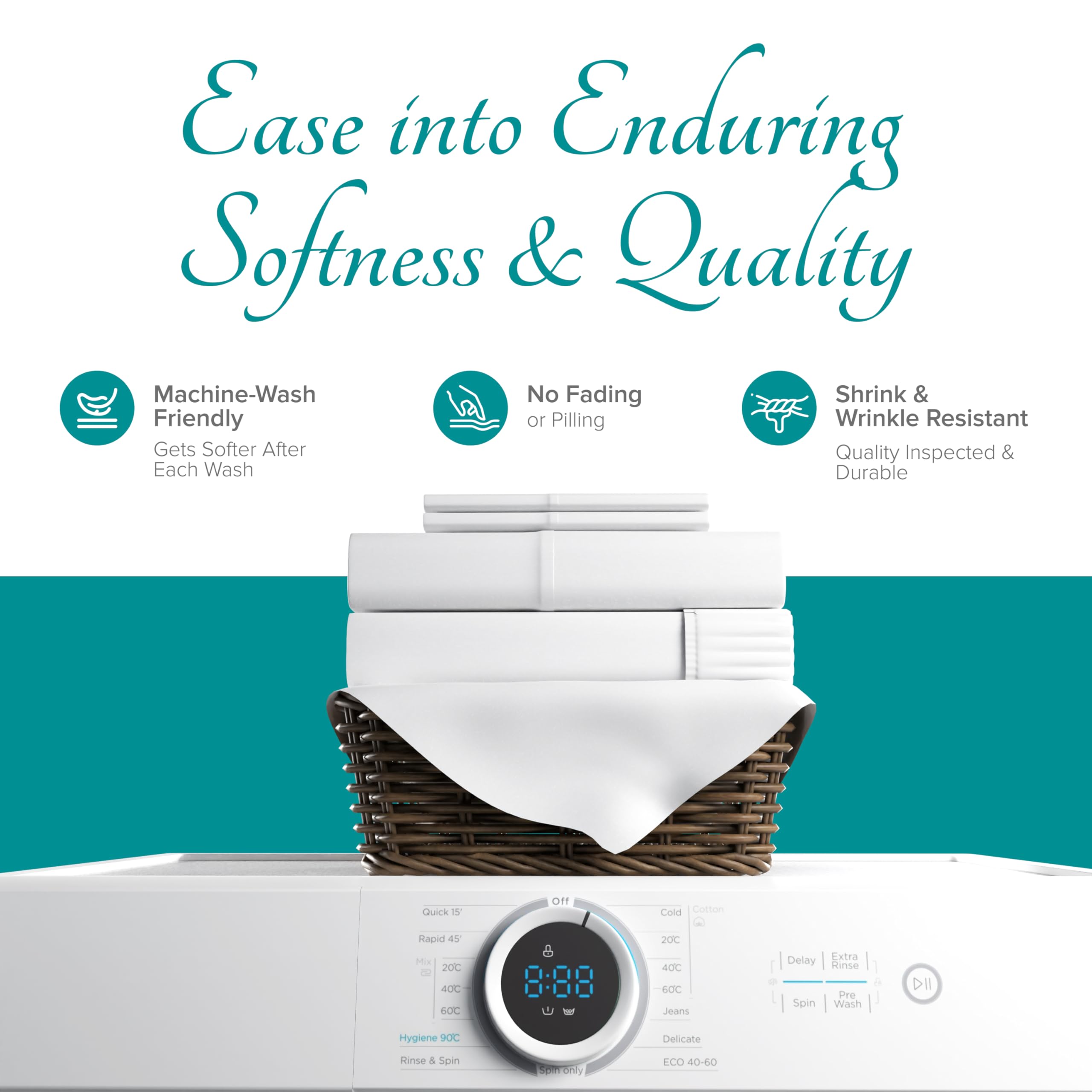 Carressa Linen Egyptian Cotton King Sheets - White -8