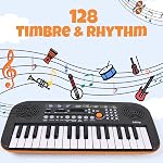 Kmise, Mini Piano 32 Key Small Portable Digital Electronic Keyboard with 30 Demo Songs Musical Gift, for Beginners Kids(No Power Cord Included) (MI3372-US)