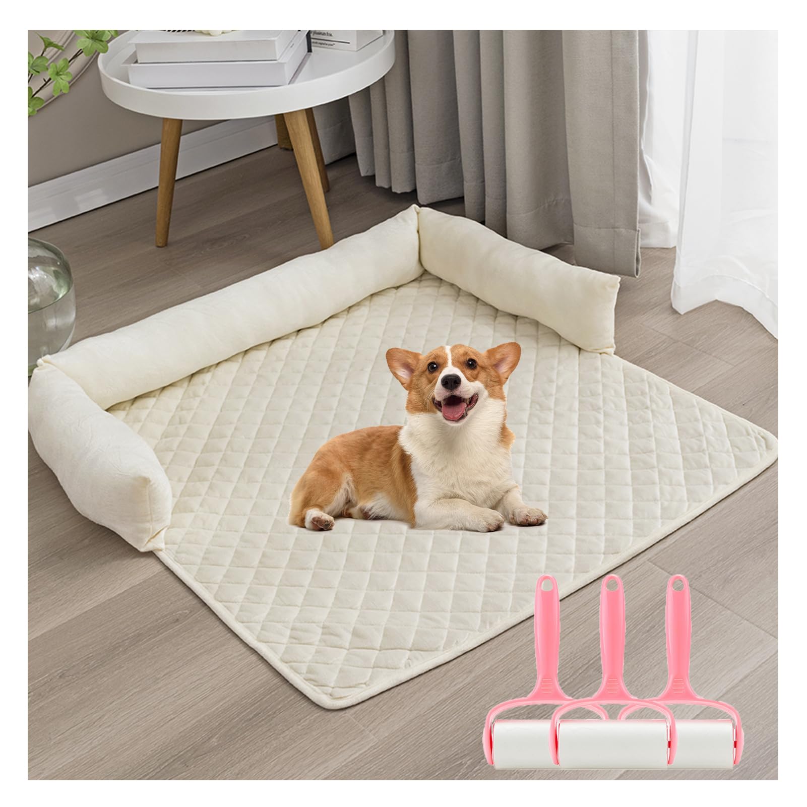 Hundebett Plüsch, Hundedecke Sofa, Sofaschutz Hund, Waschbar rutschfest Hundebetten, Hundekissen, orthopädisches Hundebett (Weiß,75 * 75cm)