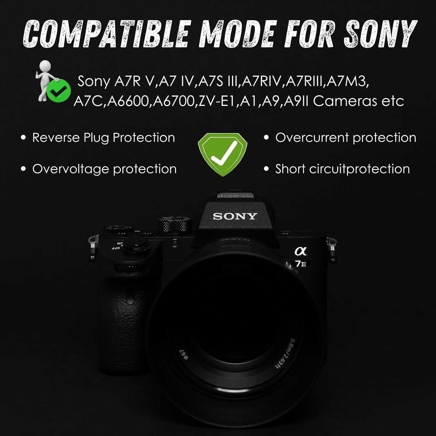 D-Tap to NP-FZ100 Dummy Battery,Fully Decoded NP-FZ100 Power Cable for Sony A7R V,A7 IV,A7S III,A7R IV,A7R III,A7M3,A7C,A6600,A6700,ZV-E1,A1,A9,A9II Cameras