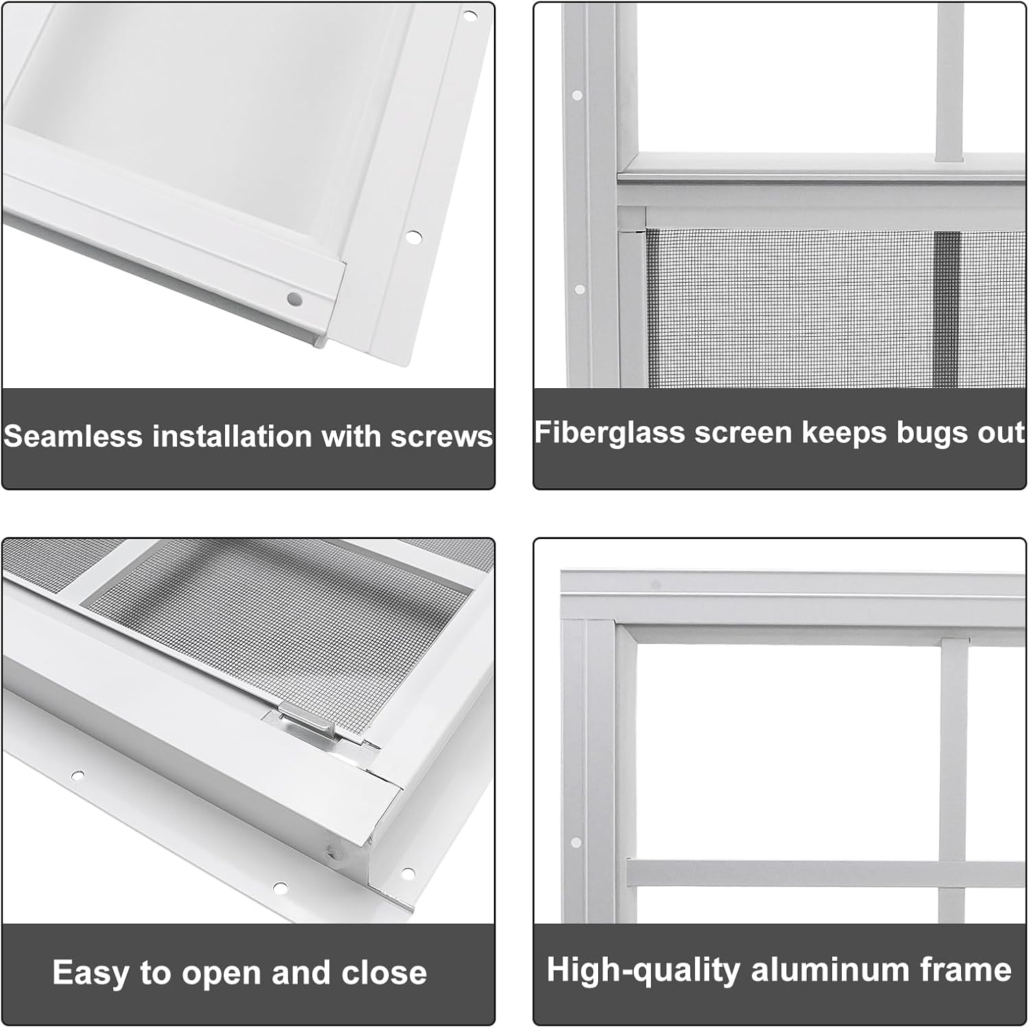 2 Pack Shed Window, 18" x 23" Flush Mount Window with Tempered Glass and Fiberglass Screen, Small Sliding Windows for Shed, Chicken Coop, Playhouse, Household, Garage, Barns, White