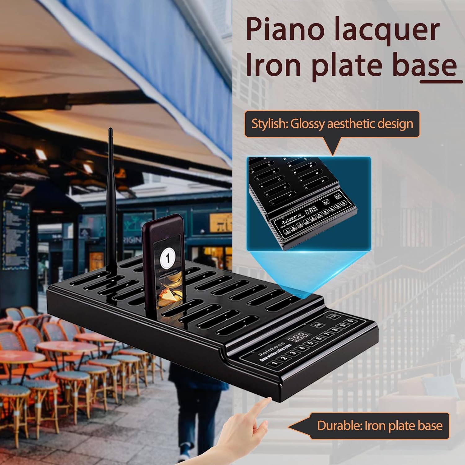 Retekess T112 Restaurant Pager, Restaurant Beepers Buzzers,1640 ft Long Range, Change Sticker, 30 Order Buzzers for Food Court, Coffee Shop, Club