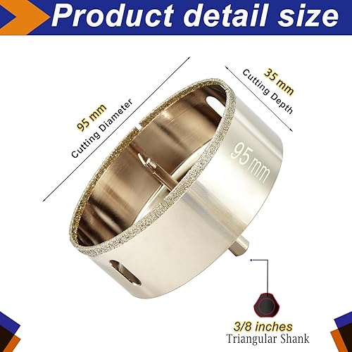 Vista 38 de Sierra perforadora de diamante de 3/4 pulgadas con broca piloto, brocas para azulejos de porcelana, granito, cerámica, mármol, vidrio, piedras