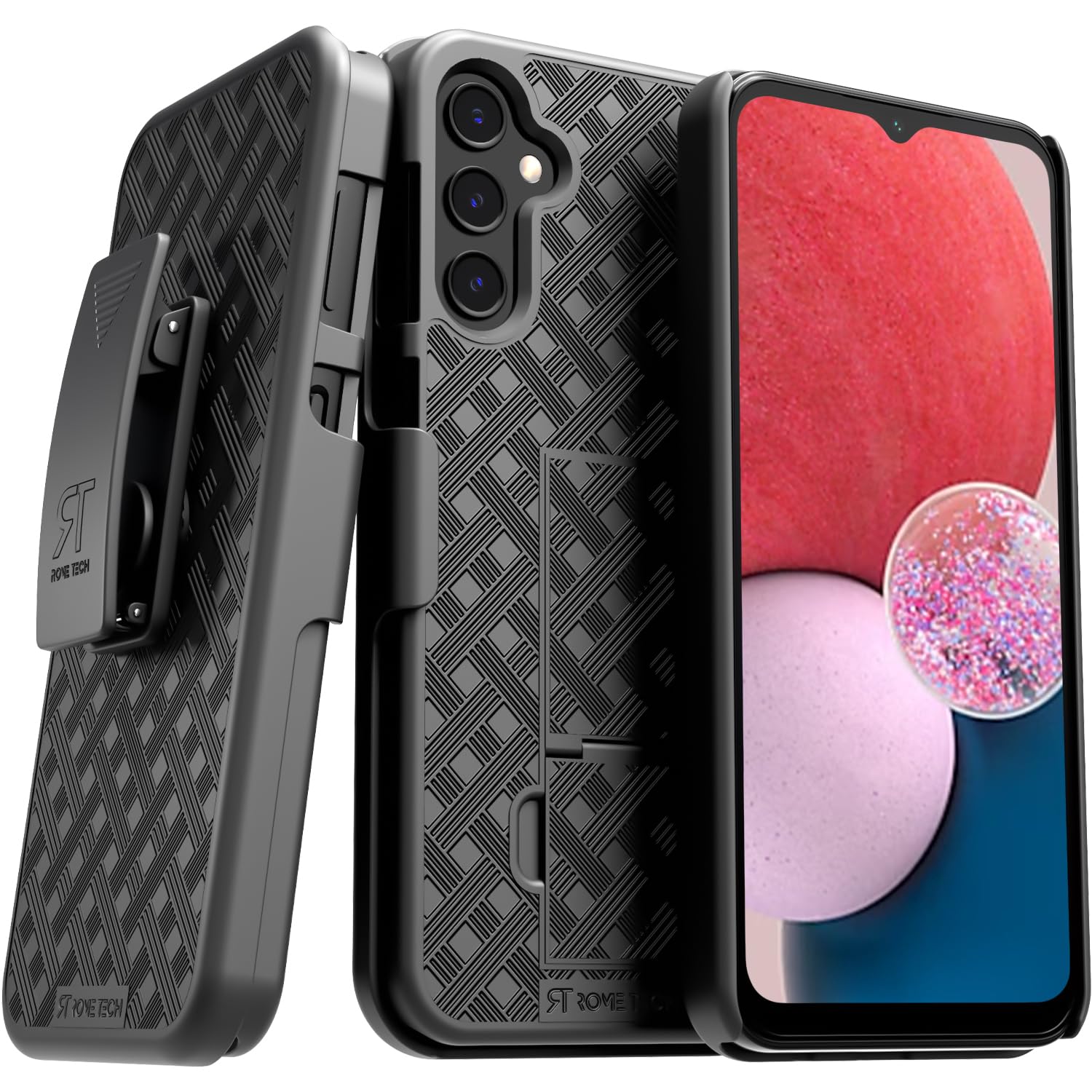 Designed for Samsung Galaxy A13 5G Case with Belt Clip Holster - Kickstand Cover Phone Case - Black