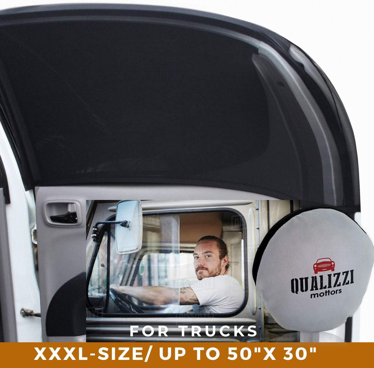 XXXL/Window Sun Shades for Trucks (11Sizes) - Slip-On Breathable Mesh Socks for Side Windows, Full Coverage Heat & Bug Protection, 2-Pack by Qualizzi