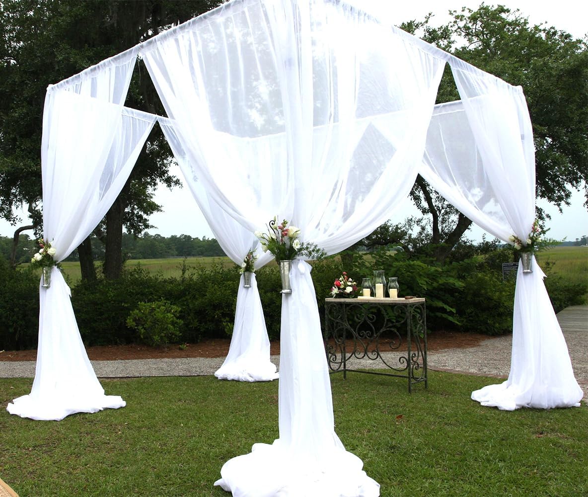 Barcelonetta | Chiffon Fabric | Decoration, Drapery Fabric | Wedding, Gender Reveal, Baby Shower, Birthday | for Arbor, Arch, Canopy, Table and Chair Decoration (White, 10 Yards)