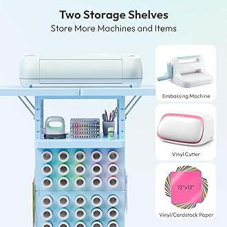 Sunnacate Craft Storage Cart Compatible with Cricut Machine, Rolling Craft Stand Shelf Table Desk Organizer with 45 Vinyl Roll Holders, Pegboard, Accessories Holder, Craft Room Organization