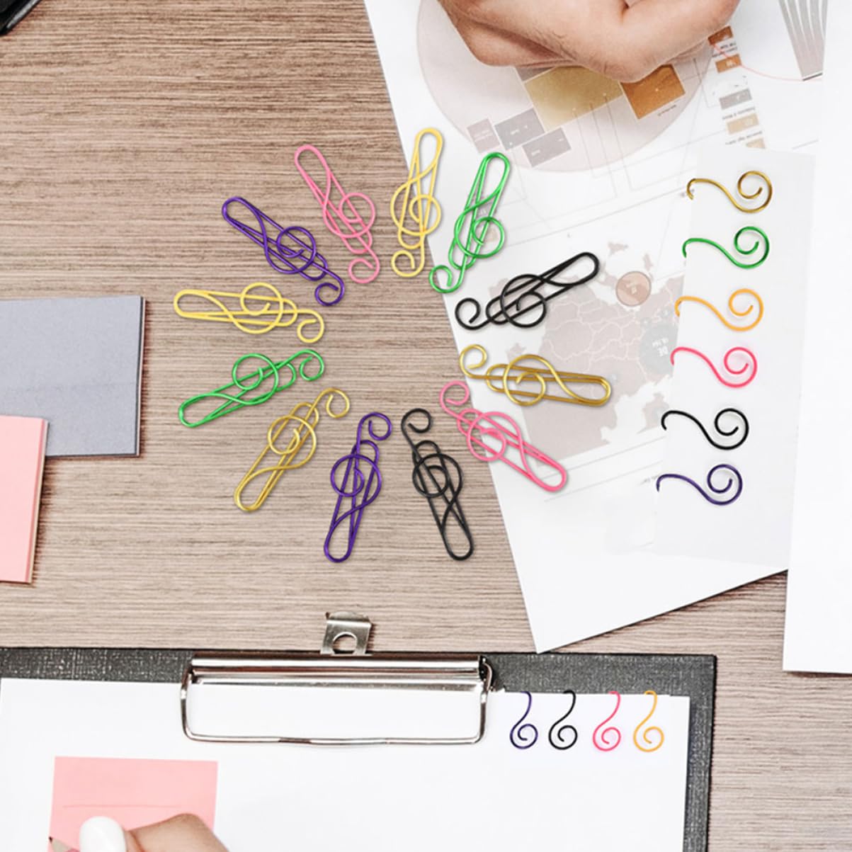 HOMSFOU 5 Sätze Bunte Musiknoten Büroklammern Kreative Papierclips Für Schule Büro Und Notizen Stabil Und Langlebig Für Memos Und Erinnerungen 85 Stück * 5