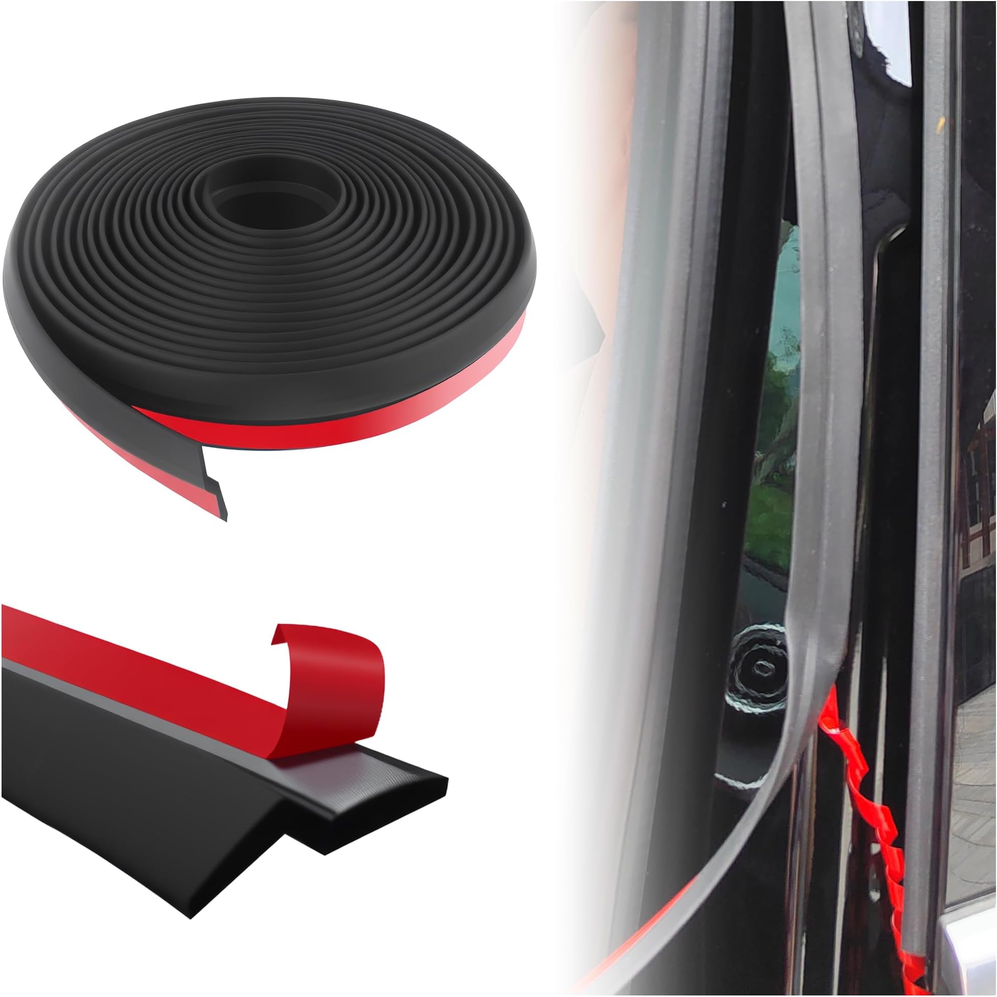13Ft Automotive Weather Stripping,Super Flexible Z-Shaped Rubber Seal Strip for Reducing Noise & Dust,360° Perfectly Fit Car Weather Stripping Fits Windshields,Windows,Door Edges