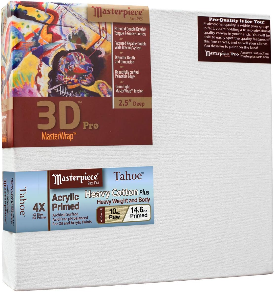 Masterpiece Artist Canvas 45538 3D PRO 2-1/2" Deep, 20" x 20", Cotton 14.6oz - 4X - Tahoe Heavy Weight