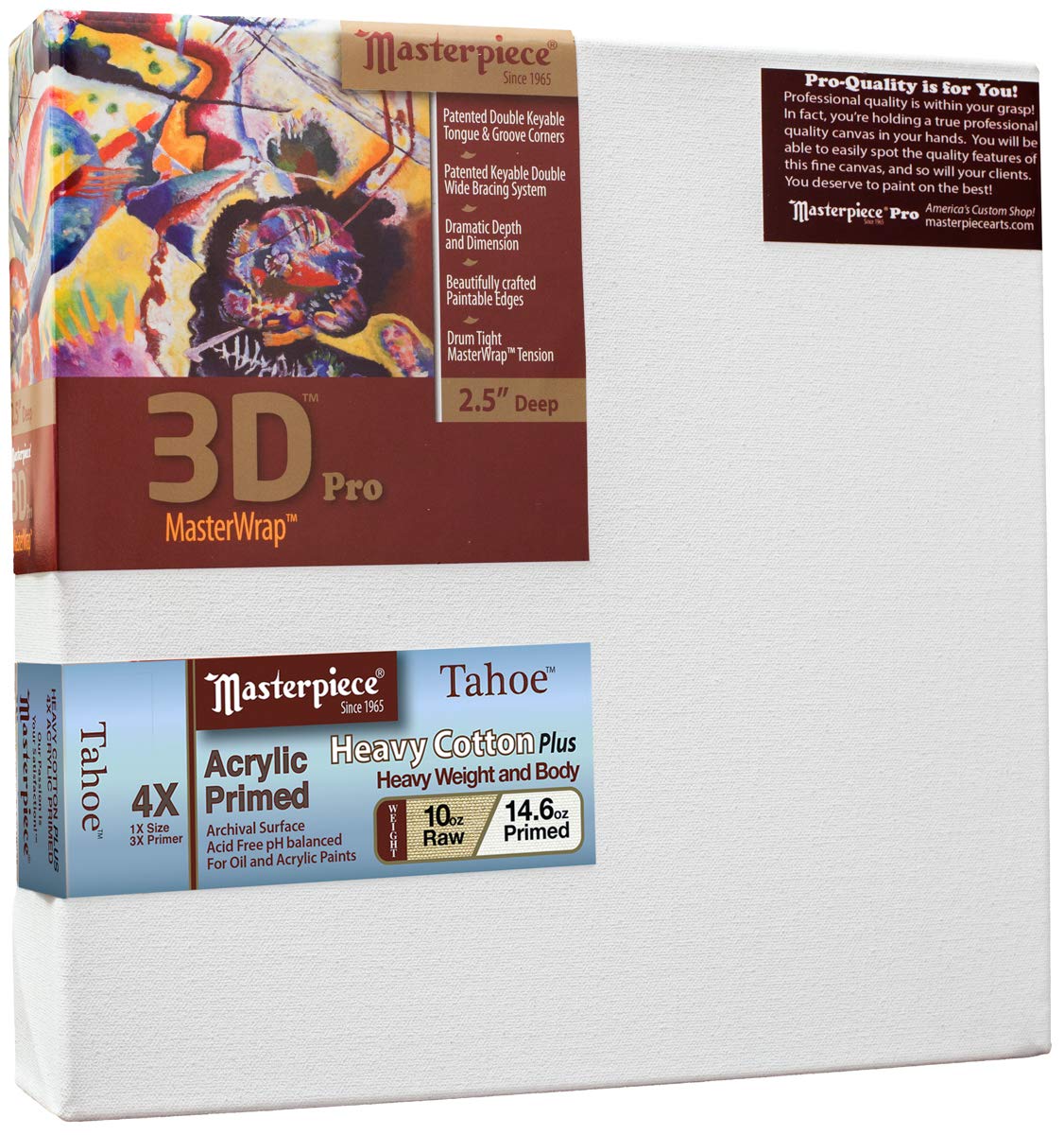 MasterpieceArtist Canvas 45538 3D PRO 2-1/2" Deep, 20" x 20", Cotton 14.6oz - 4X - Tahoe Heavy Weight