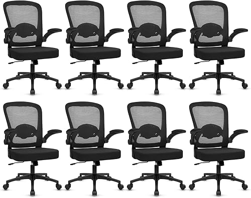 Miniatura 18 de Sillas de escritorio de oficina con ruedas, silla ergonómica de malla con soporte lumbar de altura ajustable, silla giratoria para computadora