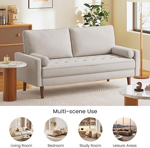 Miniatura 5 de Vesgantti Sofá de 2 plazas, sofás de tela de 68 pulgadas para sala de estar, sofás de dos plazas modernos de mediados de siglo con reposabrazos,
