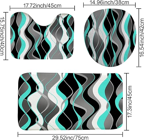 Miniatura 5 de beifivcl Juego de 4 cortinas de ducha rojas con alfombras antideslizantes, cubierta para tapa de inodoro y tapete de baño, juego de accesorios de