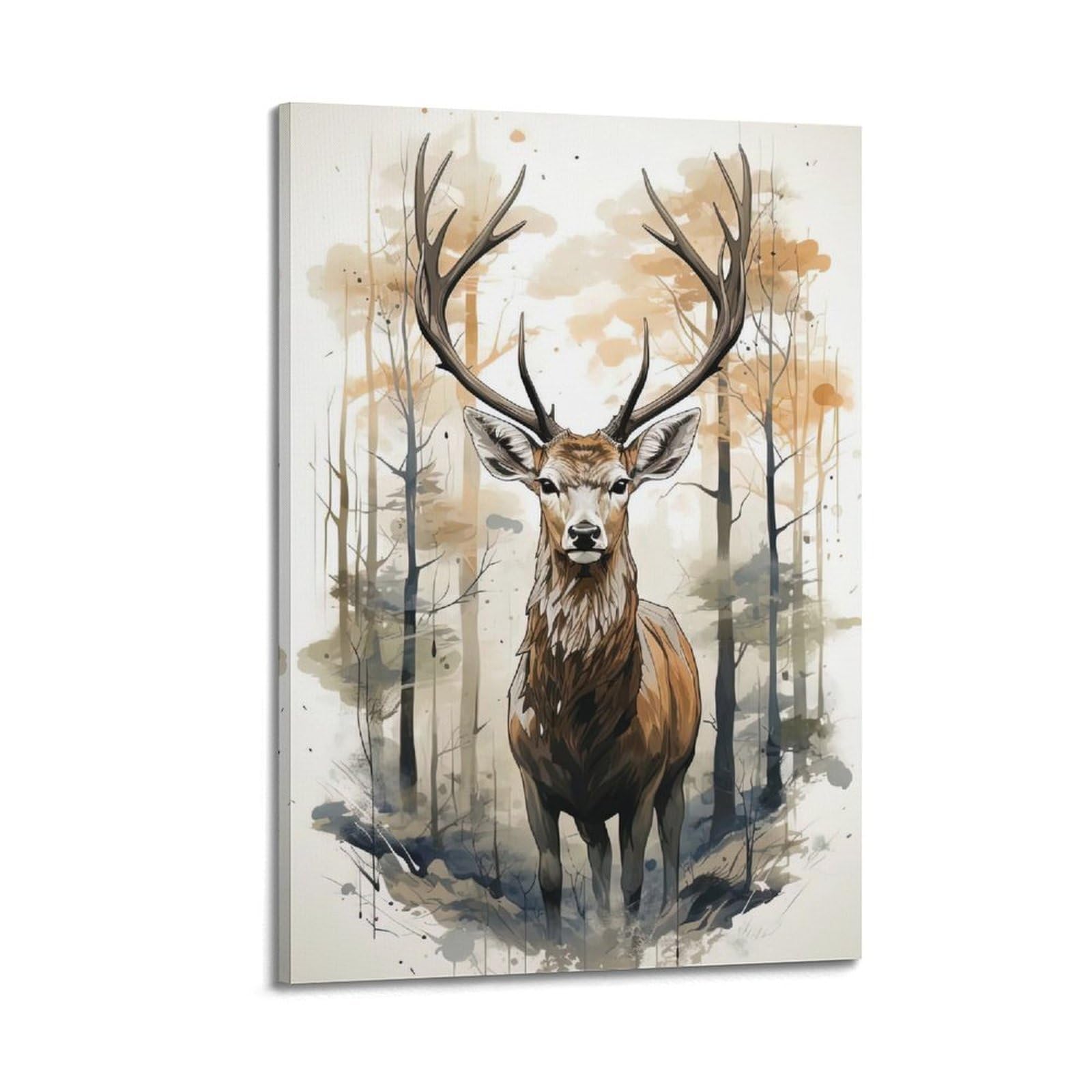 WPHSFX Animal Poster Forest Stag Poster Decorative Painting Canvas Wall Posters And Art Picture Print Modern Family Bedroom Decor Posters 20x30inch(50x75cm)