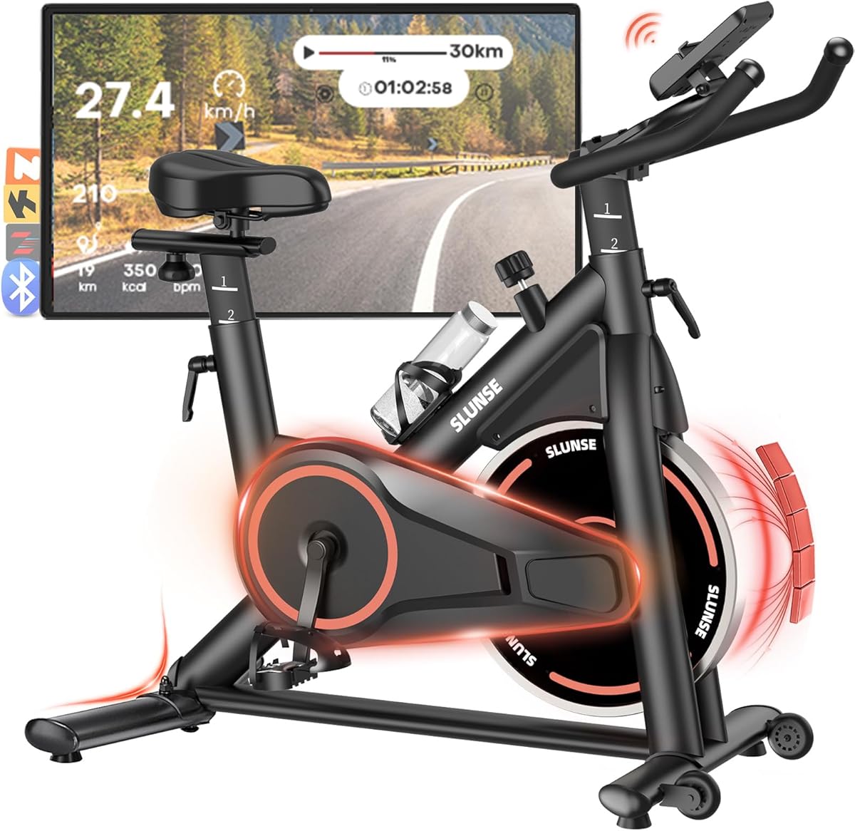 Exercise Bike with App, Quiet Home Trainer with Improved LCD Monitor, Ergometer Spinning Bike Indoor with Adjustable Resistance, Fitness Bike up to 160 kg for Cardio Training at Home : Amazon.de