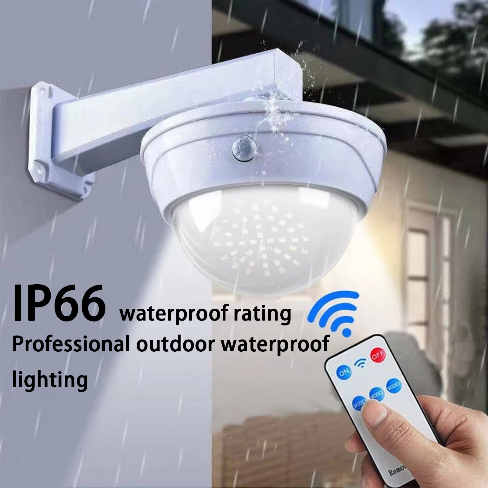 Cámara de seguridad simulada con sensor de movimiento y luces LED - Cámara de vigilancia impermeable al aire libre simulada para hogares y negocios